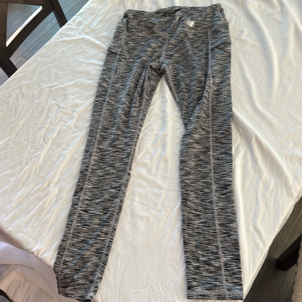 Gray, black and white leggings size large never worn